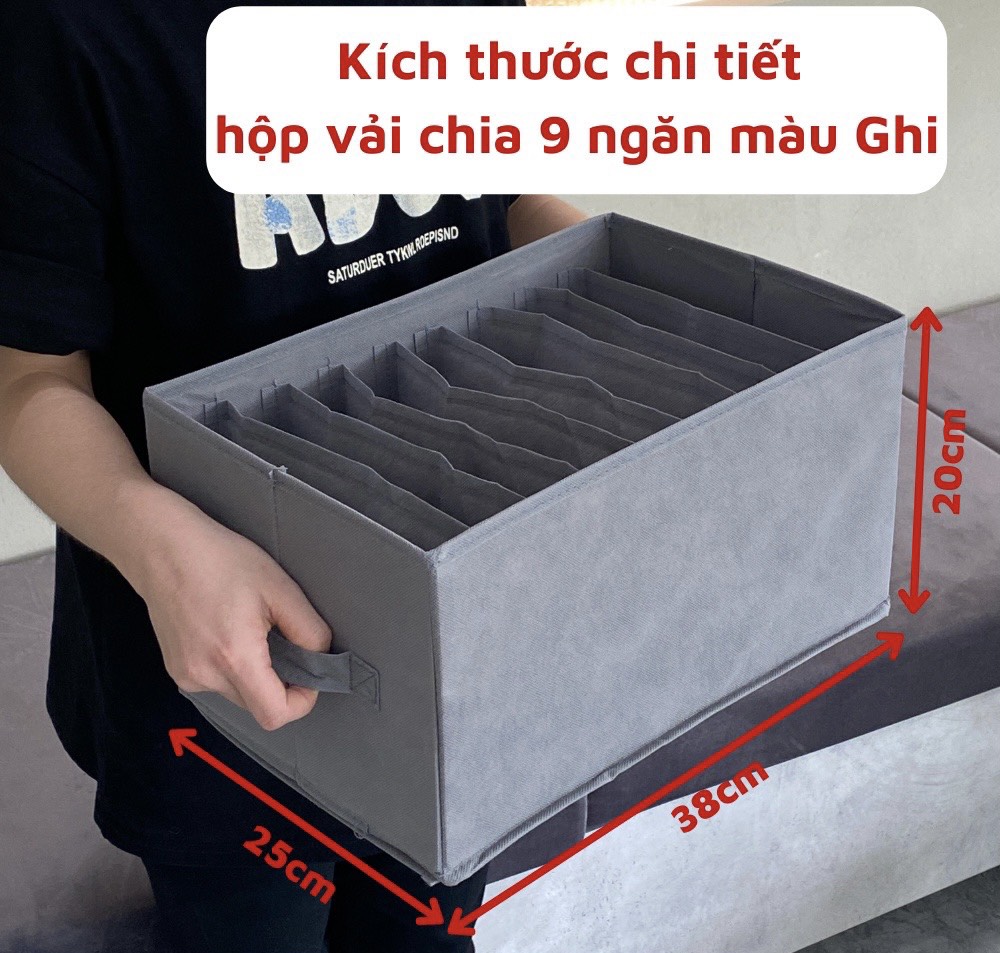 Hộp Đựng Quần Áo, Hộp Vải Đựng Đồ Chia Ngăn Gấp Gọn Tiện Lợi, Chống Thấm Nước