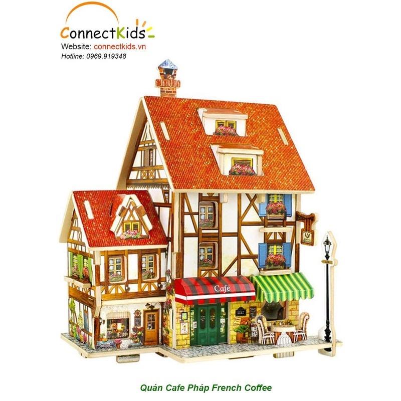 Mô Hình 3D Gỗ Tự Lắp Ráp Đẹp Quán Cafe Pháp French Coffee