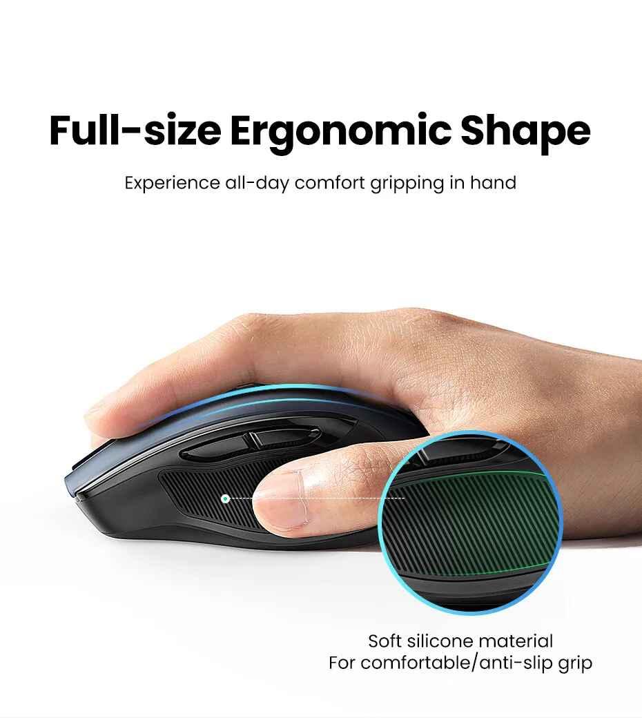 Ugreen UG90855MU006TK 4000dpi 2.4Ghz Bluetooth Chuột không dây + Bluetooth Ergonomic Mouse không kèm pin AA - HÀNG CHÍNH HÃNG