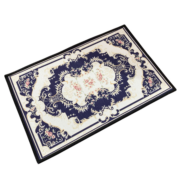 Thảm lau chân cao cấp họa tiết Tân cổ điển 40cm * 60 cm (Màu xanh)