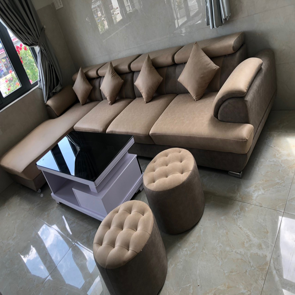 Bộ bàn ghế sofa da phòng khách góc chữ l giá rẻ