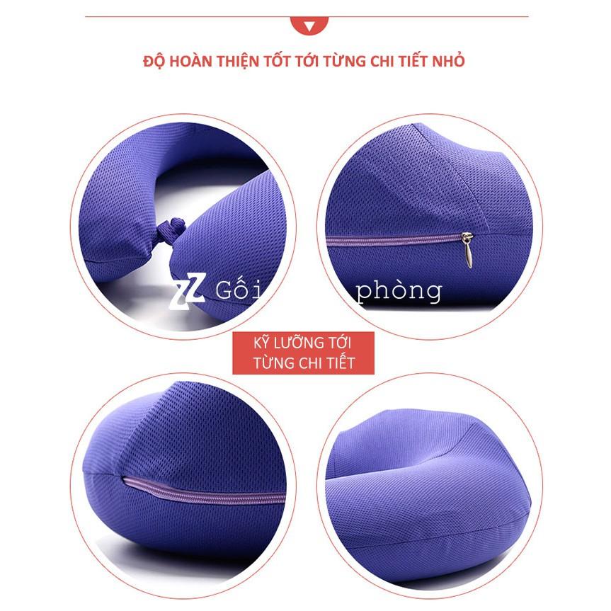 Gối Chữ U Cao Su Non Kê Cổ Du Lịch ZURI PILLOW GLC-05 Đỡ Cực Tốt Sau Gáy, Vỏ Vải Mát Có Khuy Cài Tiện Dụng