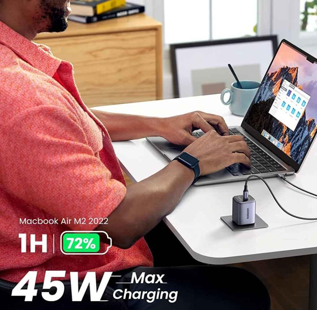 Ugreen UG15331CD294TK 45W Bộ sạc nhanh Nexode GaN 2 cổng USB Type-C PD3.0 Màu Trắng chuẩn cắm US foldable - HÀNG CHÍNH HÃNG