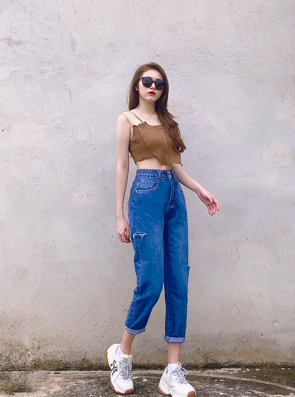 Quần Jeans nữ baggy lưng cao Novelty MS693