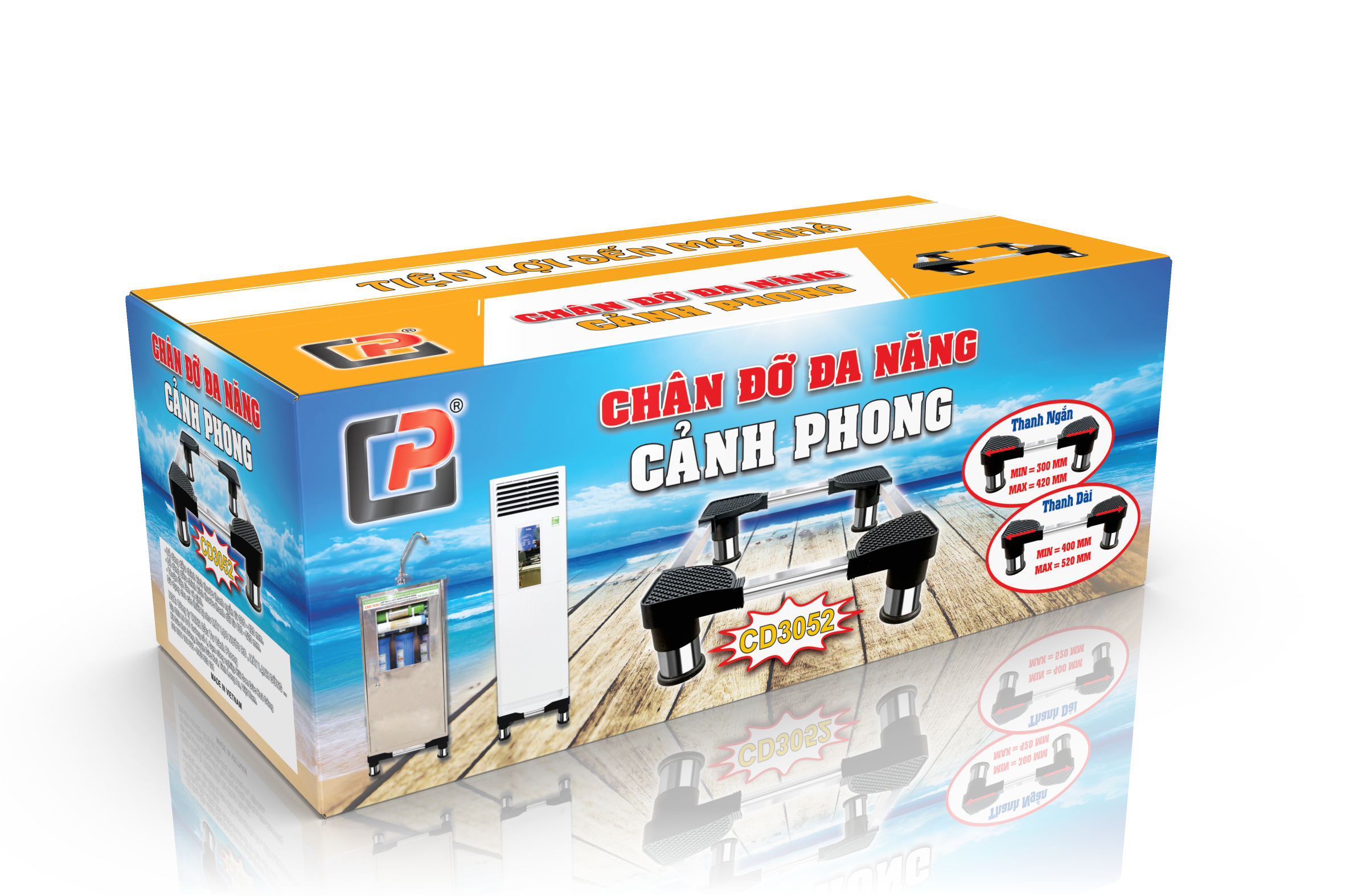 Chân Đỡ Máy Giặt Tủ Lạnh Cảnh Phong CD3052 - Chân Inox 30-52cm, Hàng chính hãng
