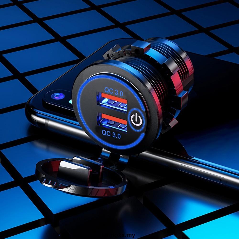 Ổ Cắm Sạc 12V Usb 24V 36W Qc 3.0 2 Usb Chống Nước Thông Dụng Cho Xe Hơi / Xe Tải Điện Thoại