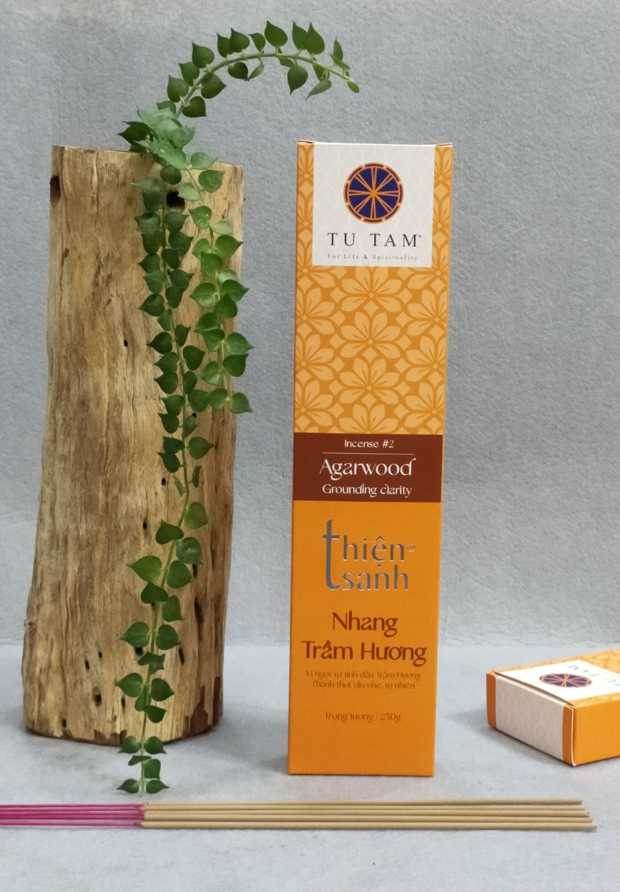 Trầm hương Thiện Sanh #02 mùi thơm dịu nhẹ- Hộp Màu cam 30cm và 40cm