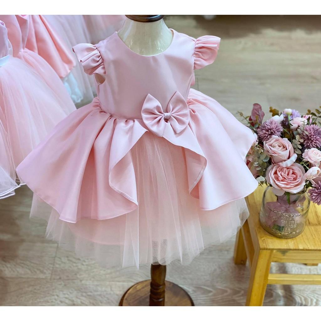 VÁY HỒNG XOÈ BỒNG 2 LỚP CHO BG