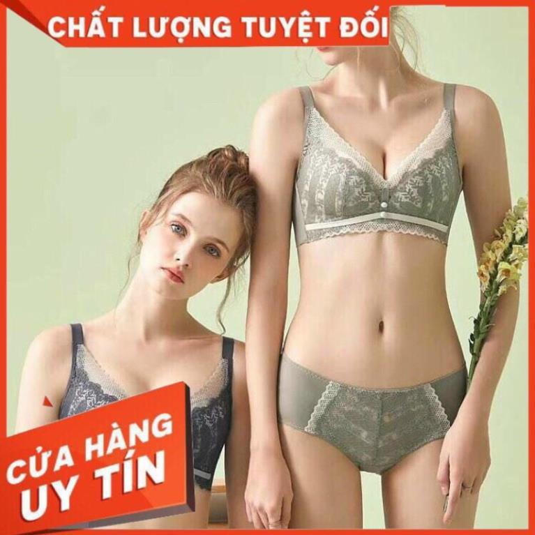 Bộ Đồ Lót Nữ Đệm Dày Thông Hơi Không Gọng Phối Ren Cao Cấp 655