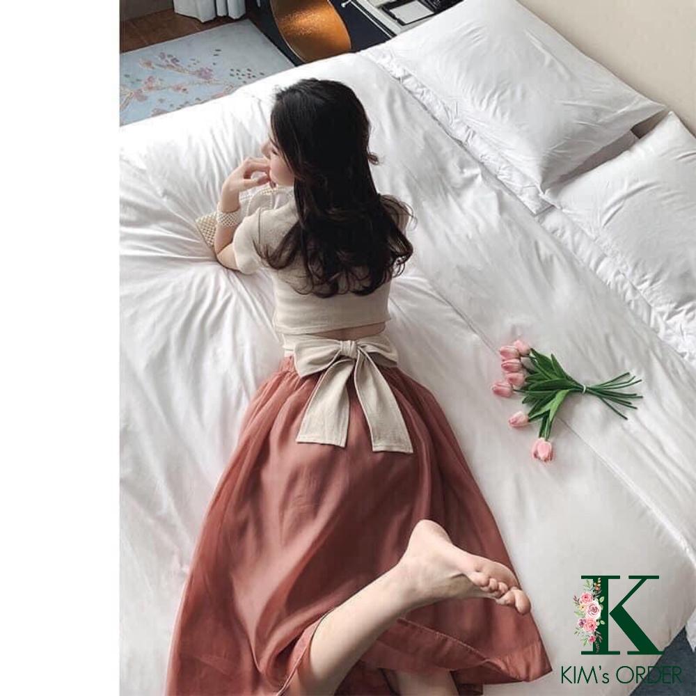 Set váy áo thắt nơ tiểu thư