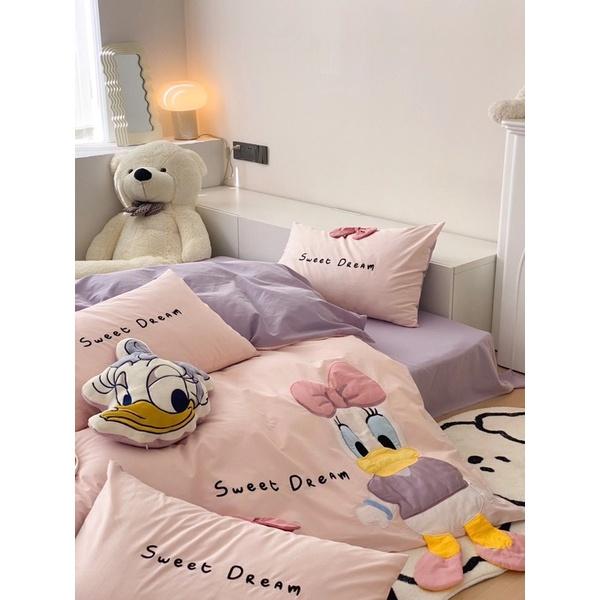 Bộ Chăn Ga Gối Cotton Linen Disney Hàng Nhập Khẩu 5 Món Hoạt Hình Disney Dễ Thương