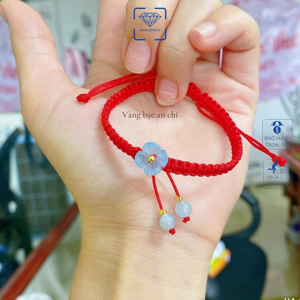 Vòng tay dây tết chỉ đỏ may mắn kết hoa đá mệnh kim mộc thủy hỏa thổ, An chi Jewelry