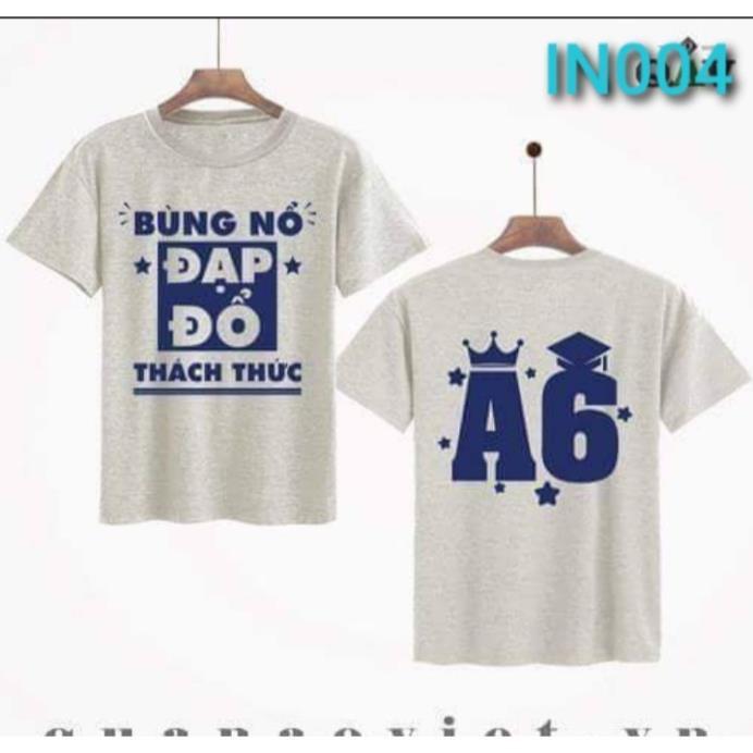 In thêm mặt trước hoặc sau áo nhóm , áo lớp . công in là 15k