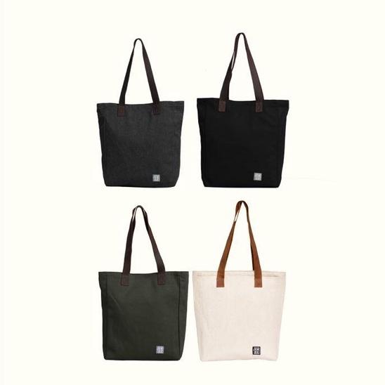 Túi tote thời trang vải canvas dây quai đeo da bò sáp phong các - Leather Strap Tote JAMLOS