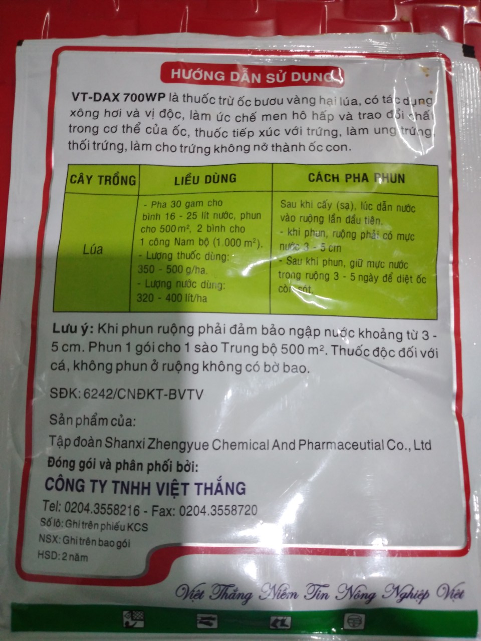 Gói VT-DAX 700WP đặc trừ ốc bươu vàng - gói 30 gram