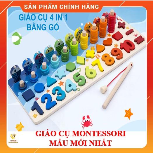 Giáo Cụ Montessori- Đồ Chơi Trẻ Em Bằng Gỗ Gồm Số, Hình Học, Phép Tính, Câu Cá, Cột Tính Phát Triển Trí Tuệ