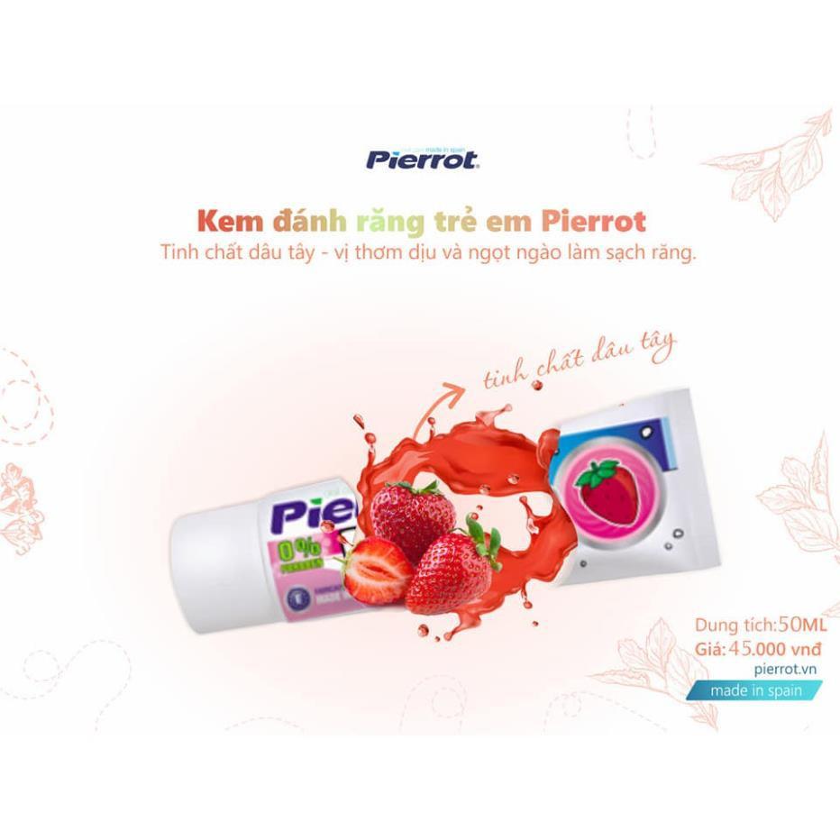 [ Tặng 1 hộp tăm nhựa Care4u ]  Kem đánh răng trẻ em Pierrot hương dâu tây 75ml