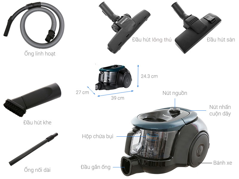 Máy hút bụi dạng hộp Samsung VC18M21M0VN/SV-N - Hàng Chính Hãng