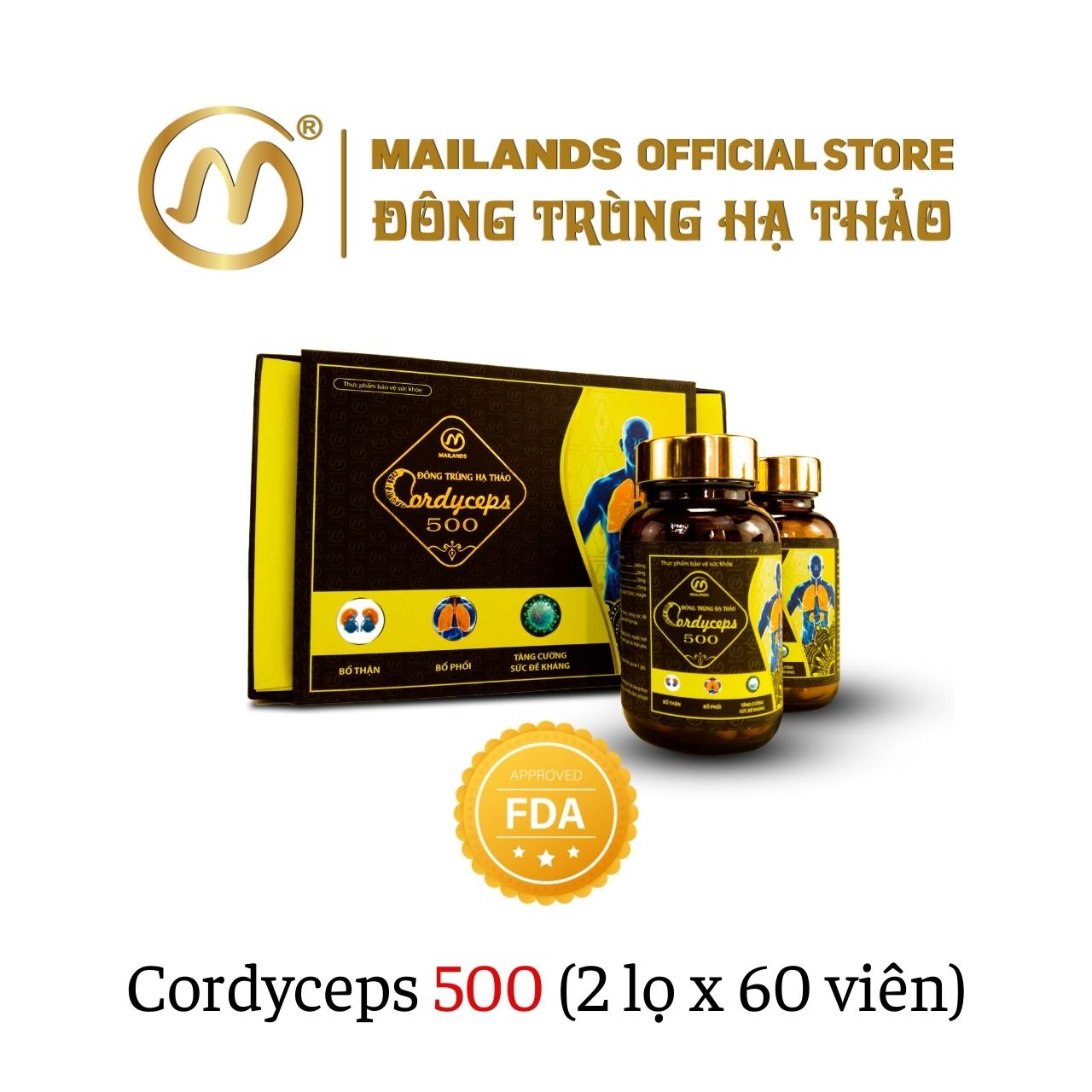 COMBO 4 hộp Đông Trùng Hạ Thảo MaiLands Cordyceps 500 (120 viên)