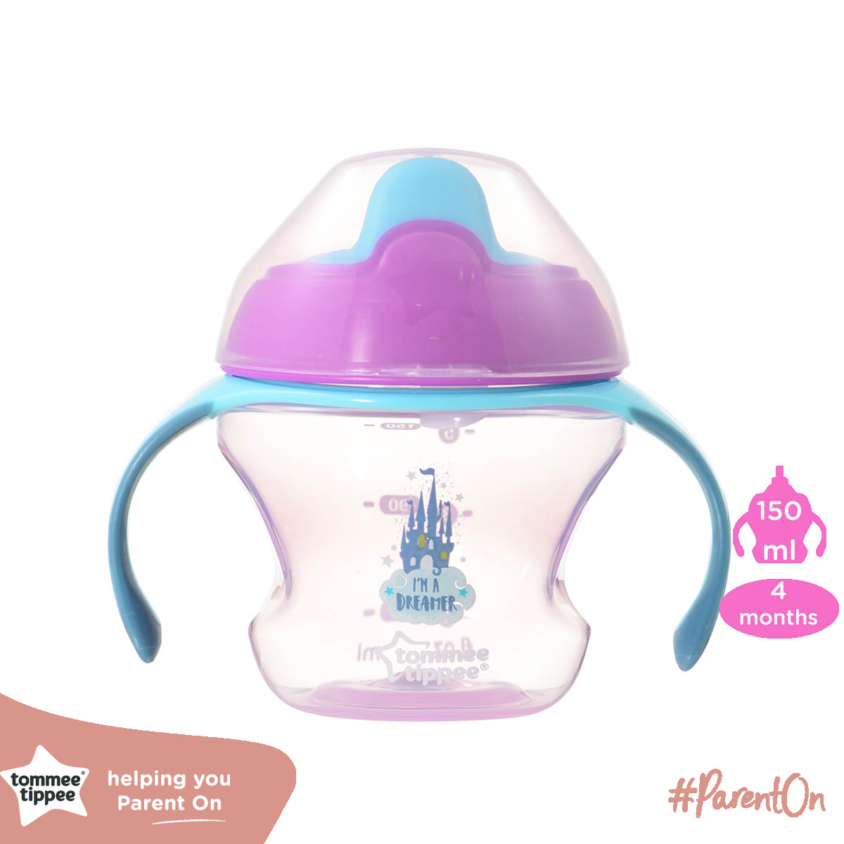 Bình tập uống có vòi cho bé Tommee Tippee First Sippee 150ml từ 4 tháng - Tím