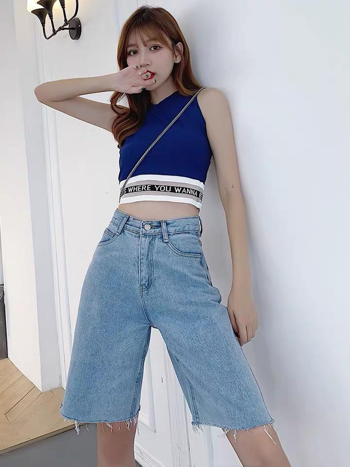 [SIZE ĐẠI] Quần jean ngố/lửng ngang gối BIG SIZE lưng cao, co dãn mạnh, vải mềm 3204