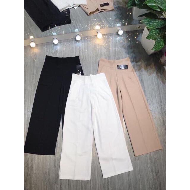 Quần ống rộng cạp cao khoá sườn- Quần culottes cạp cao - quần ống suông cicidream