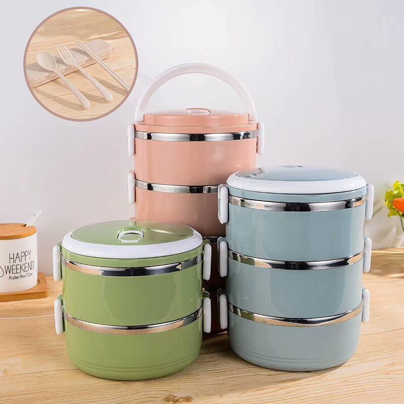 Hộp cơm giữ nhiệt lúa mạch 4 tầng ruột inox 304