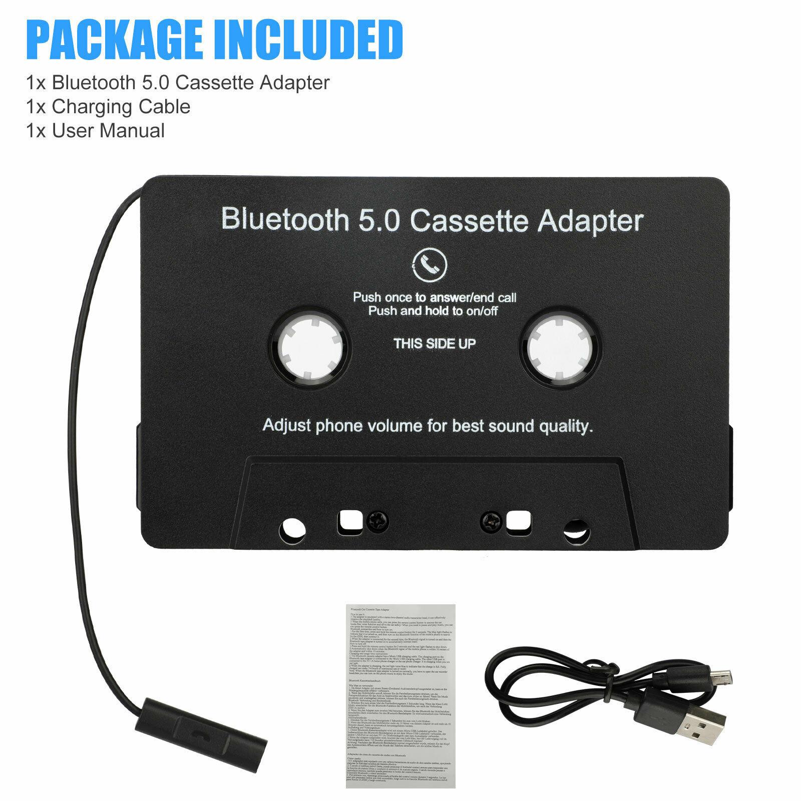 Universal Cassette to Aux Adapter with Stereo Audio with Built-in Battery