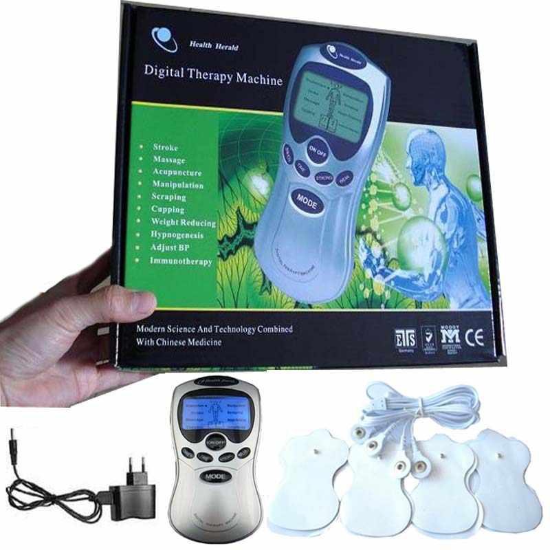 Máy châm cứu mini, Máy massage 4 miếng dán xung điện cầm tay - Thư giản lưng cổ vai gáy,