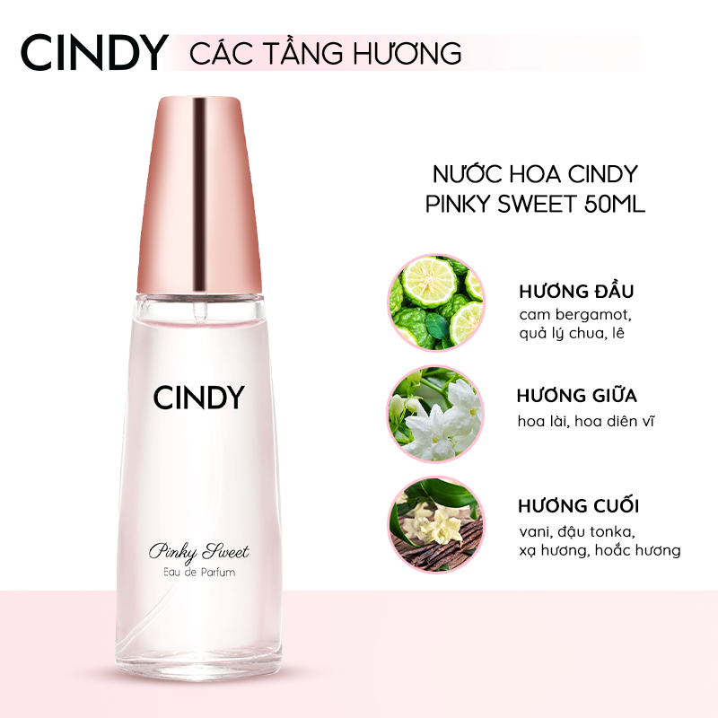 Nước hoa cho nữ Cindy Pinky Sweet mùi hương ngọt ngào trẻ trung 50ml