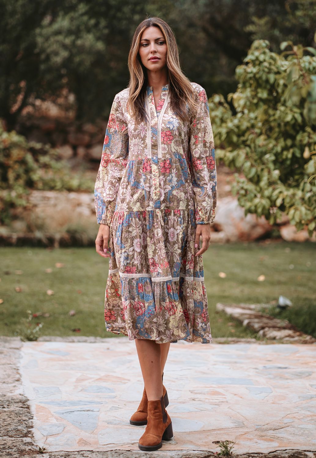 Đầm Midi Hoa Cotton Isla Bonita