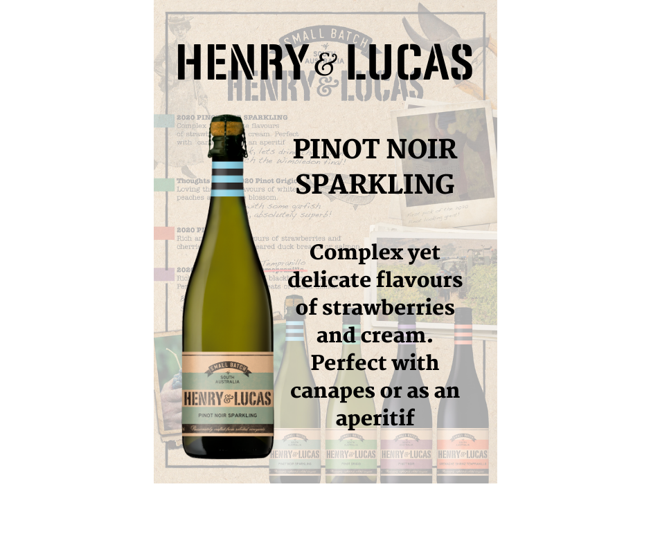 Rượu Vang Sủi Dominic HENRY &amp; LUCAS Pinot Noir Sparkling 750ml 13% Acl