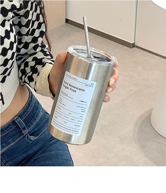 Ly giữ nhiệt iced americano inox 304 cao cấp, cốc giữ nhiệt 600ml có ống hút tiện lợi GD699-lytru600