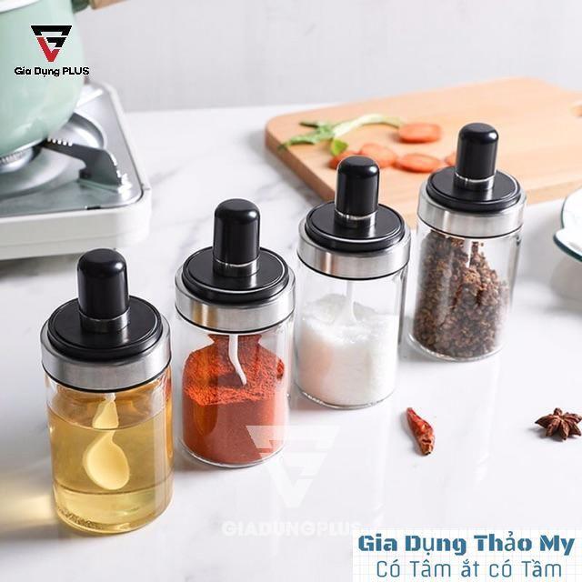 Hũ đựng gia vị có kèm thìa Lọ đựng gia vị Chai đựng gia vị