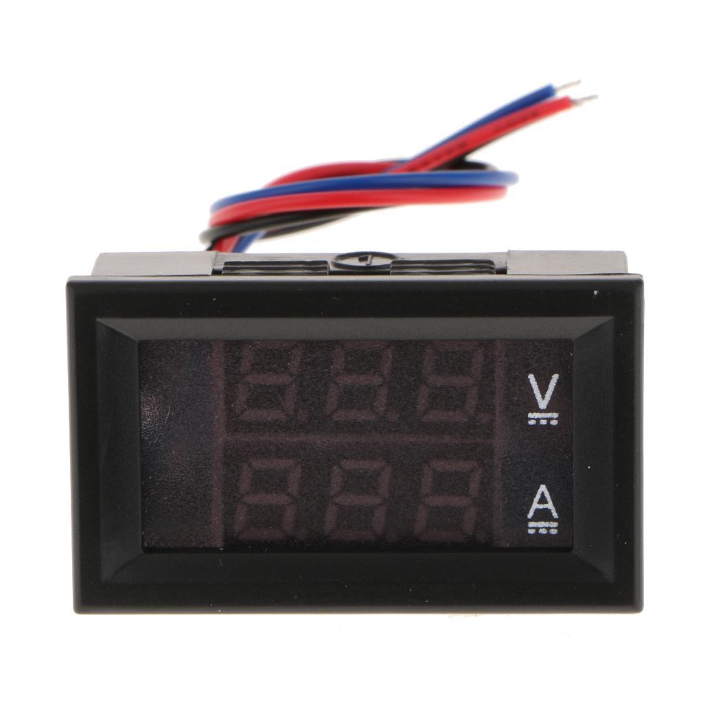 2-4pack DC 0-100V LED Motor Dual Display Digital Voltage Current Meter 10A