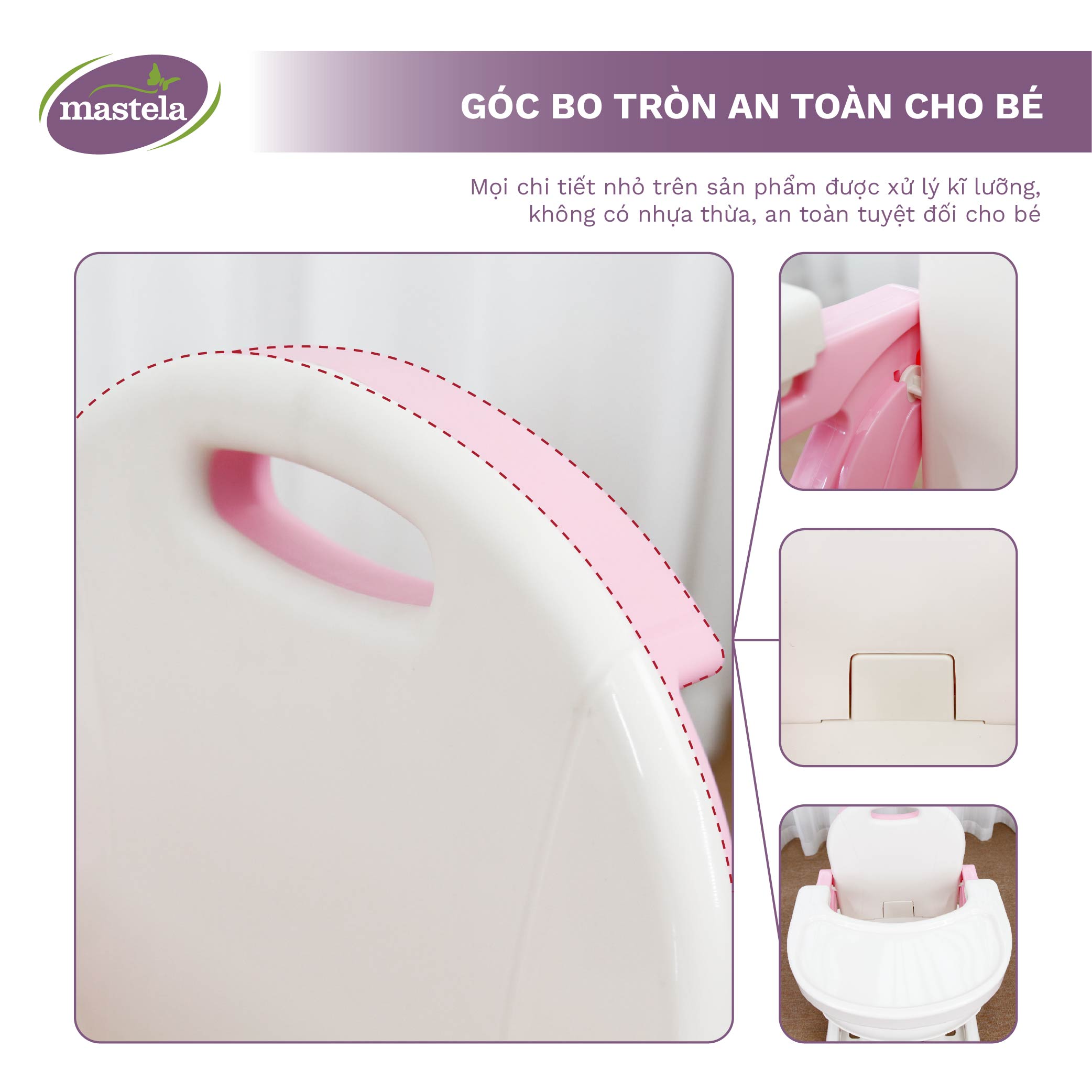 Ghế ăn dặm cho bé gấp gọn và nâng hạ độ cao Mastela 7110 - 7112 - Ghế tập ăn dặm đạt chuẩn ASTM Mỹ BPA Free