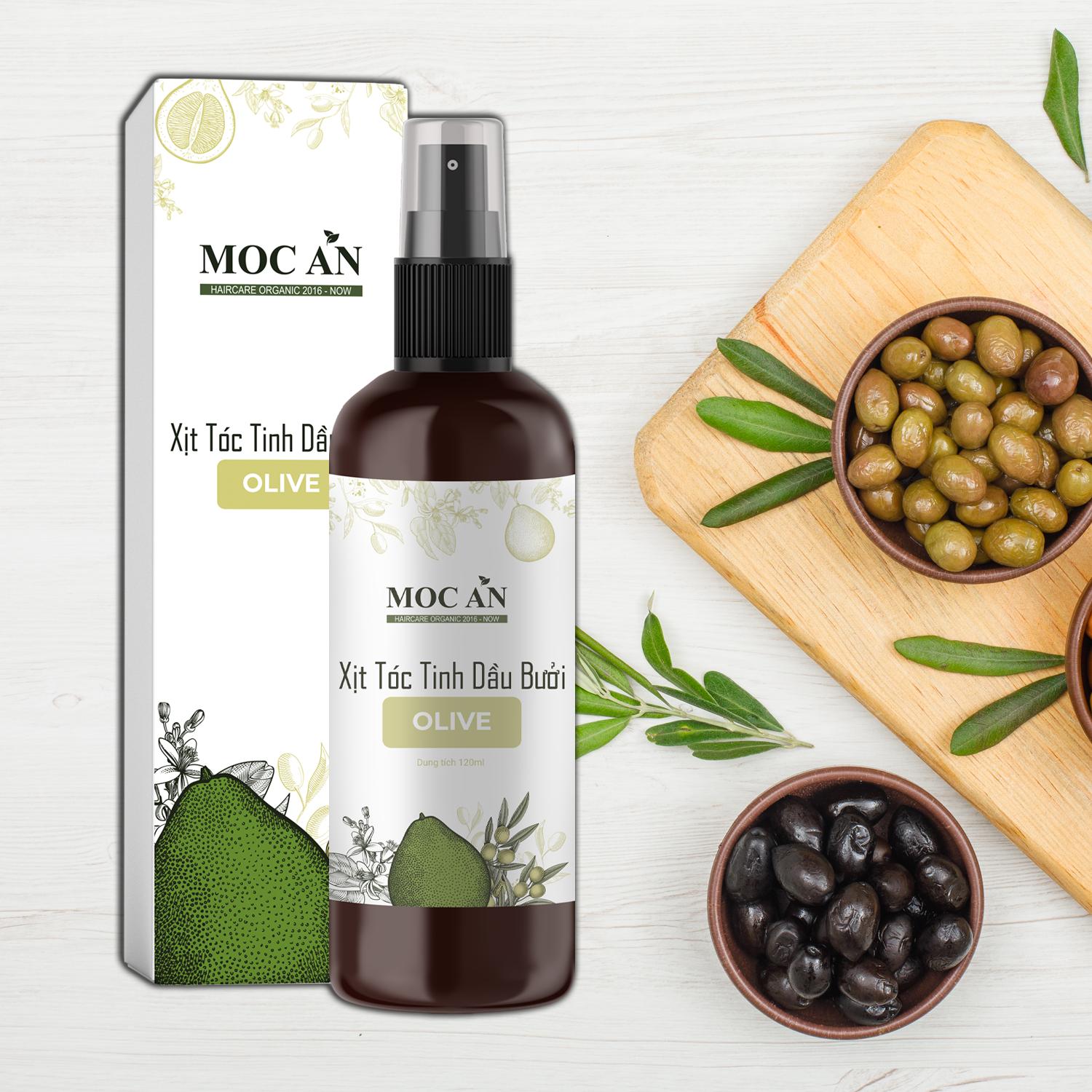 Xịt Kích Mọc Tóc Tinh Dầu Bưởi Ôliu ( Olive ) 120ml Mộc Ân Haircare hỗ trợ giảm rụng, làm dày, giúp chân tóc chắc khỏe