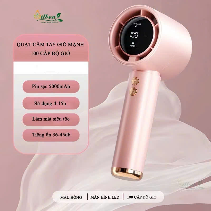 Quạt Tích Điện Mini Cầm Tay 638 – Màn Hình LED, 100 Tốc Độ Gió, Pin 4000mAh Siêu Mát - HÀNG CHÍNH HÃNG MINIIN