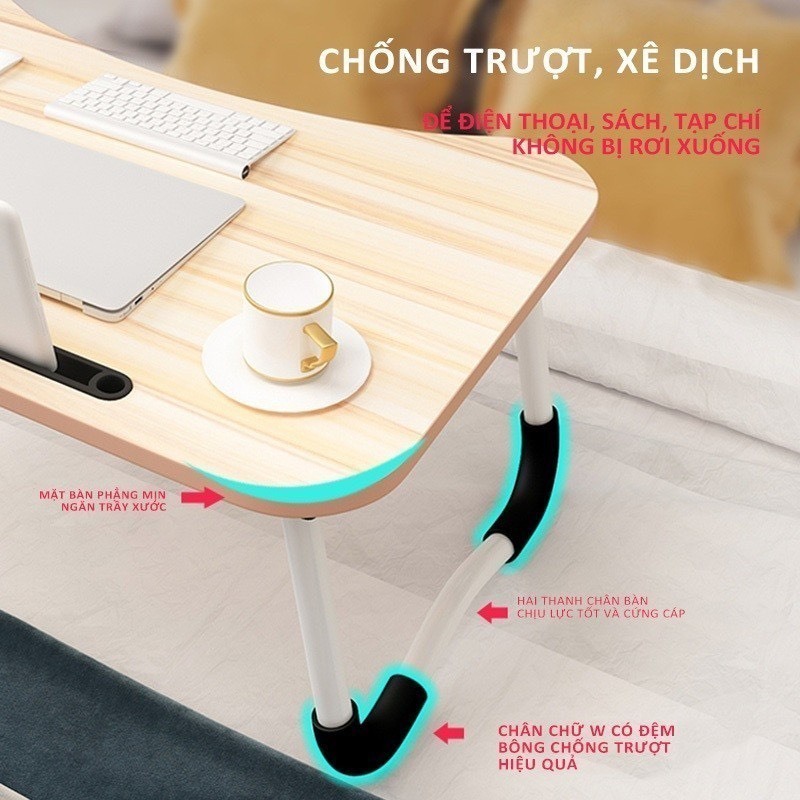 Bàn Học Gấp Gọn Thông Mình Có Khe Để Máy Tính Bảng Cực Tiện