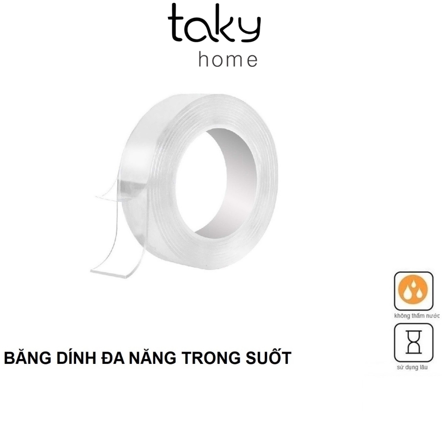 Cuộn Băng Keo Siêu Dính Đa Năng 2 Mặt Trong Suốt, Băng Dính Trong Suốt, Sử Dụng Dính Đồ Vật Trong Nhà. TakyHome 6005