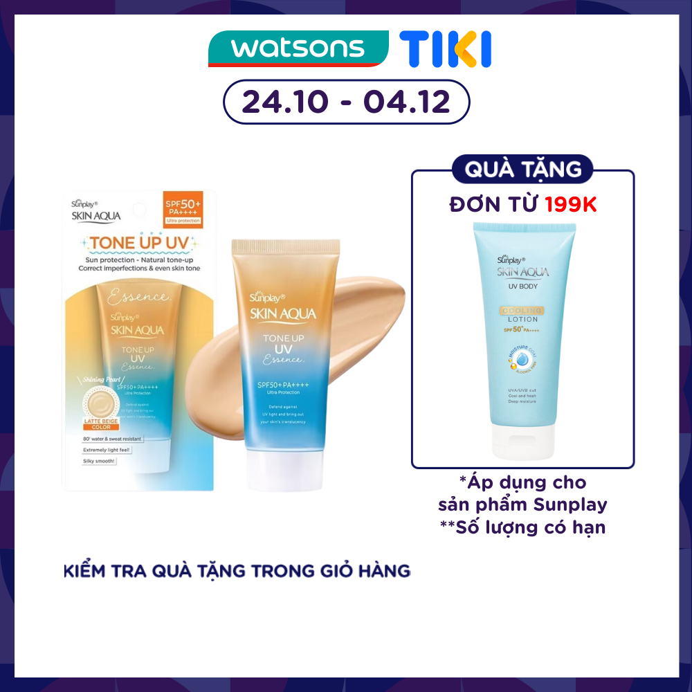 Tinh Chất Chống Nắng Sunplay Skin Aqua Hiệu Chỉnh Sắc Da Tone Up UV Latte Beige SPF50+ PA++++ 50g