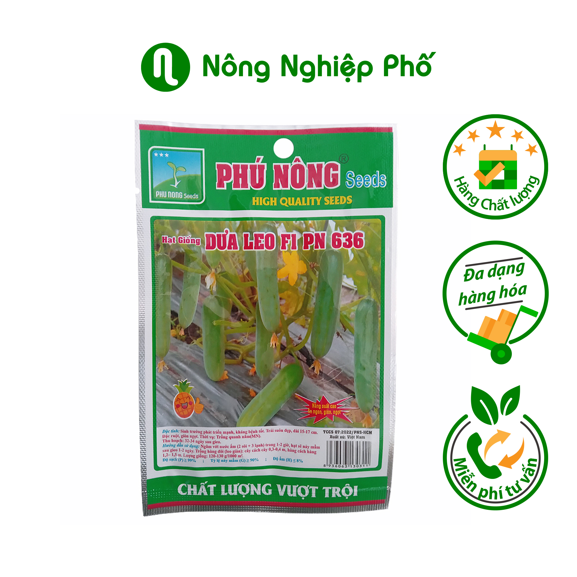 Hạt Giống Dưa Leo F1 PN-636 Phú Nông