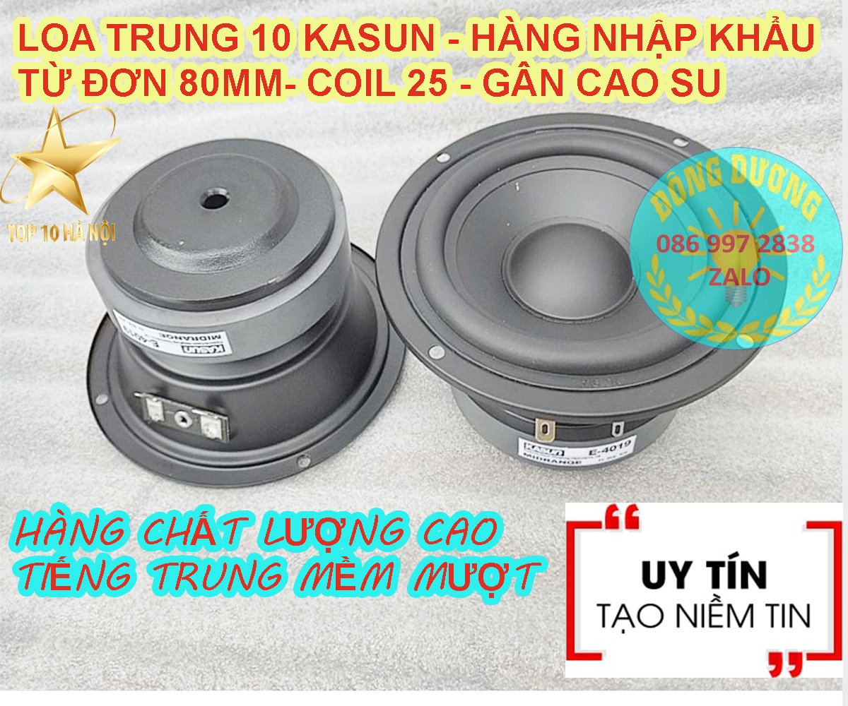 CẶP LOA TRUNG/MID 10 KASUN - LOẠI KÍN HẬU - ĐƯỜNG KÍNH TOÀN VÀNH 11.5CM - HÀNG NHẬP KHẨU