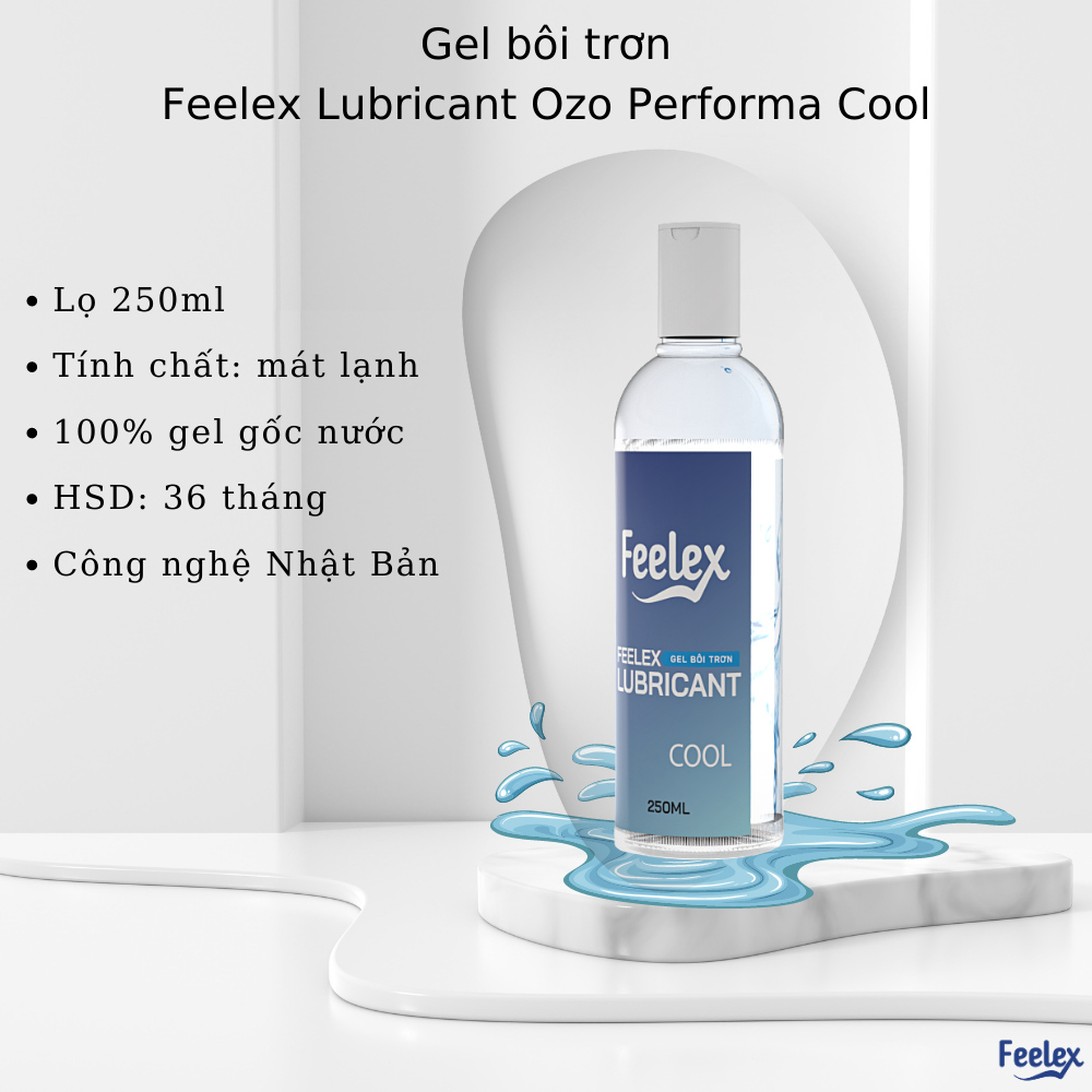 Gel bôi trơn OZO Feelex Lubricant Cool mát lạnh, gấp đôi độ trơn - Lọ 250ml