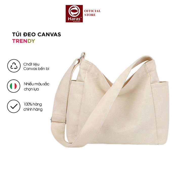 Túi Đeo Chéo Unisex Vải Canvas Phong Cách Hàn Quốc HARAS - HR301