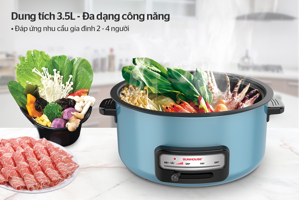 Lẩu Điện SUNHOUSE SHD4527 3.5L- Hàng chính hãng