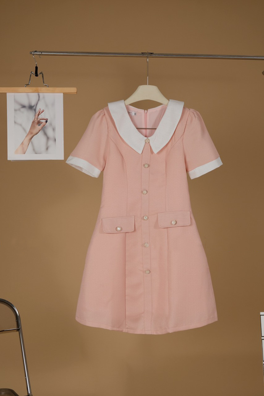 ️VD0100 - Váy dạ tex dáng A phối cổ