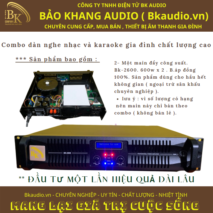 Dàn nghe nhạc và karaoke gia đình chất lượng cao , chống hú , loại bỏ tạp âm . Mang đến cảm hứng cho quý khách khi trải nghiệm sản phẩm. Mã SP : SPCB-04