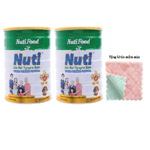 COMBO 2 hộp sữa bột Nguyên kem nutifood loại 900g dùng cho cả gia đình-quà tặng khăn mềm mịn