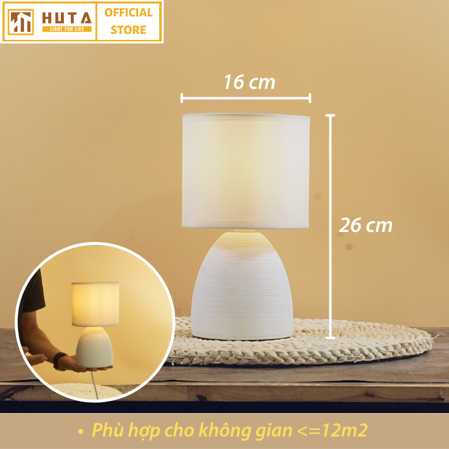 Đèn Ngủ HUTA Light For Life S2 Gốm Sứ Hiện Đại, Decor Trang Trí Phòng Ngủ, Điều Chỉnh Độ Sáng, Đèn Vàng Bóng LED Tiết Kiệm Điện